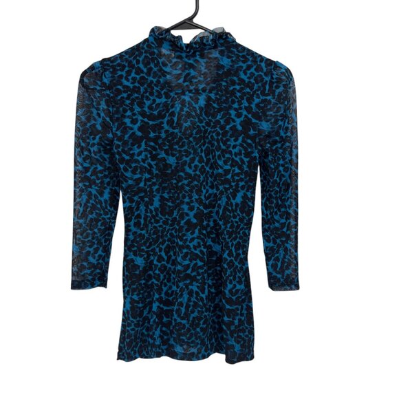 INC International Consepts Women S Ruffled Button-Down Sheer Leopard Print Top - Picture 7 of 7